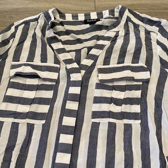 A.N.A striped casual button down with front pockets size Small Petite - Picture 3 of 7